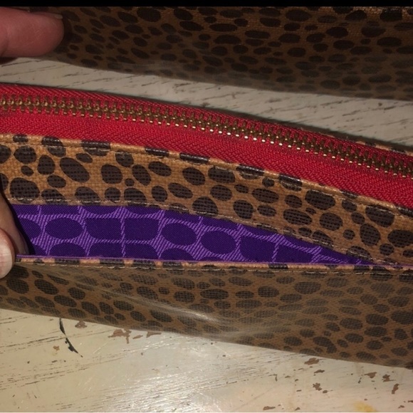 Kate Spade large black and tan leopard print handbag red leather with wallet - Picture 13 of 16